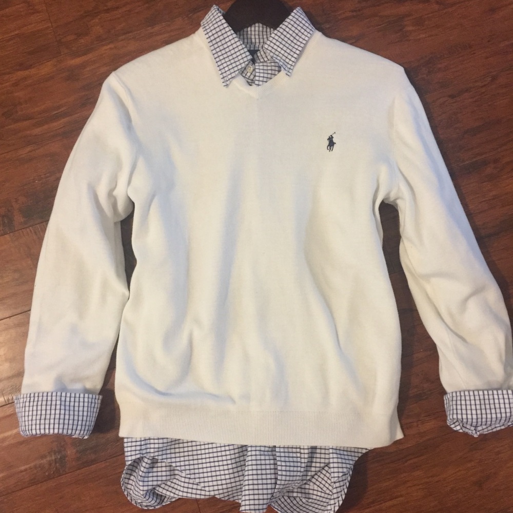 Ralph Lauren Sweater and Button-Down Shirt